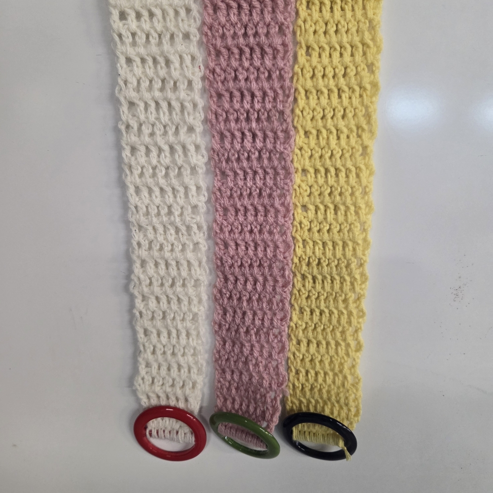 Multicolor Crochet Belt with Round Buckles